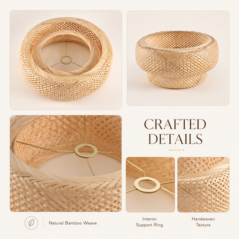 Woven Bamboo Pendant Light Shade – Natural Bamboo Lamp Cover