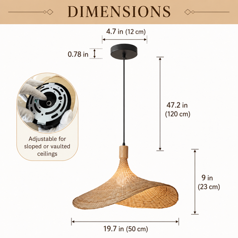 Woven Rattan Pendant Light – Natural Bamboo Hanging Lamp