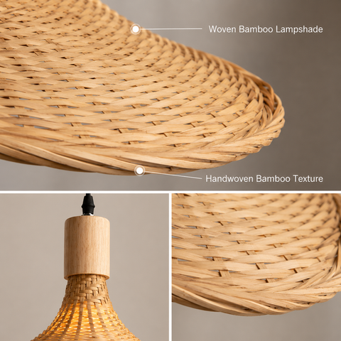 Woven Rattan Pendant Light – Natural Bamboo Hanging Lamp