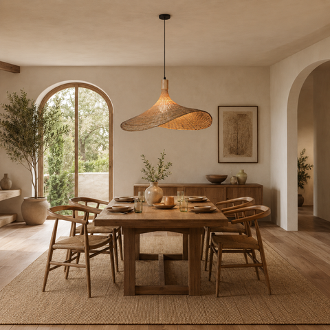 Woven Rattan Pendant Light – Natural Bamboo Hanging Lamp