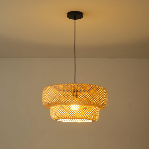 Woven Bamboo Pendant Light Shade – Natural Bamboo Lamp Cover